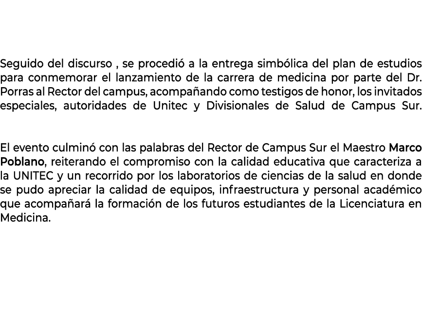  Seguido del discurso , se procedi a la entrega simb lica del plan de estudios para conmemorar el lanzamiento de la ...